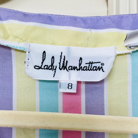 80’s Lady Manhattan Candy Stripe Blouse - Picture 4 of 7